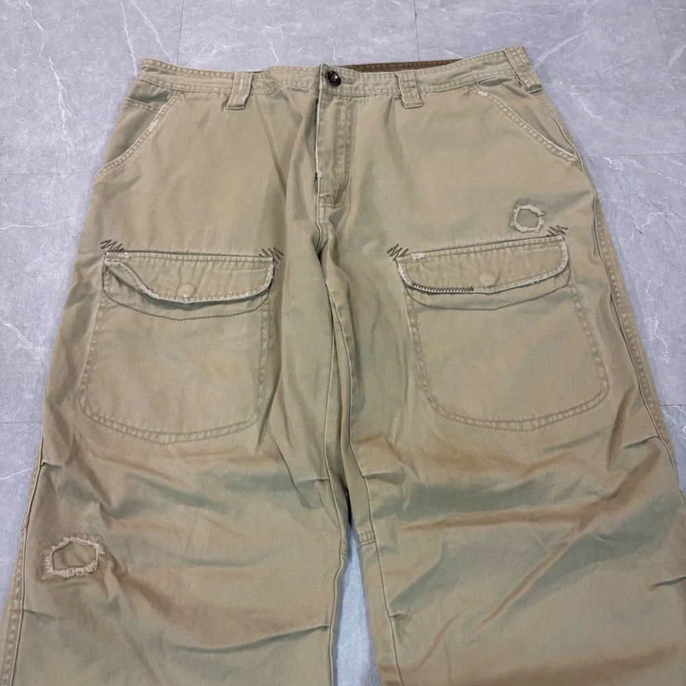 Vintage Plugg Baggy Cargo Pants Khaki Tan Men's 38 Wide Leg Utility Y2K